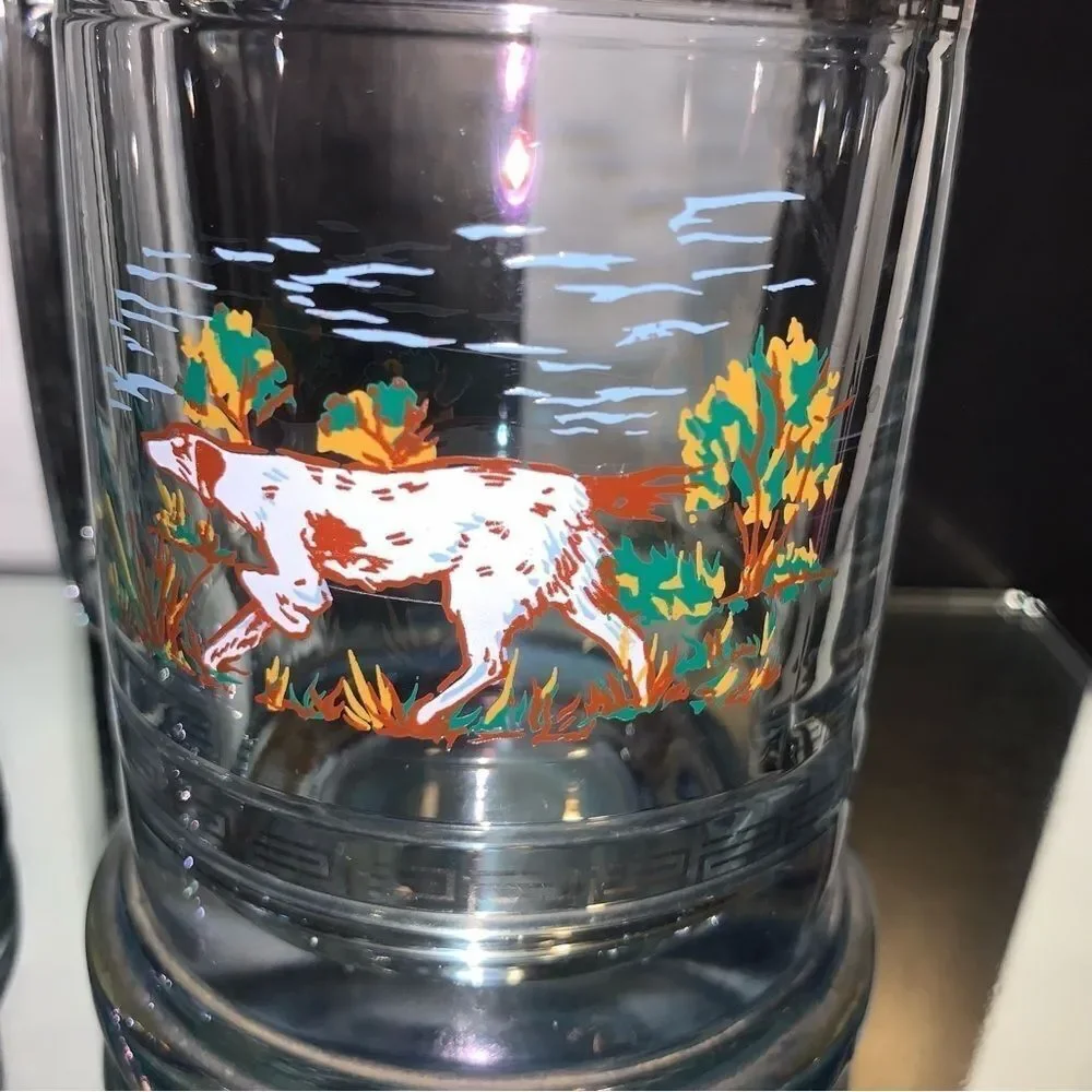 Vintage Pair of Hunting Vibe Clear Glass Beer Coffee Drink Mug With Handle